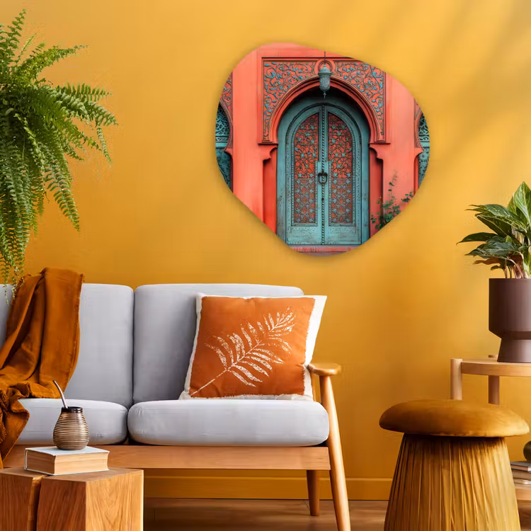 Lantaarn - Deur - Turquoise Wandcirkel Organisch Aluminium middel -sfeer4