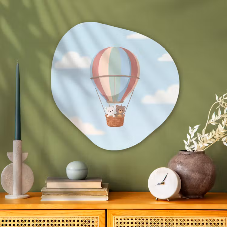 Luchtballon - Beren - Pastel Wandcirkel Organisch Aluminium middel -sfeer2
