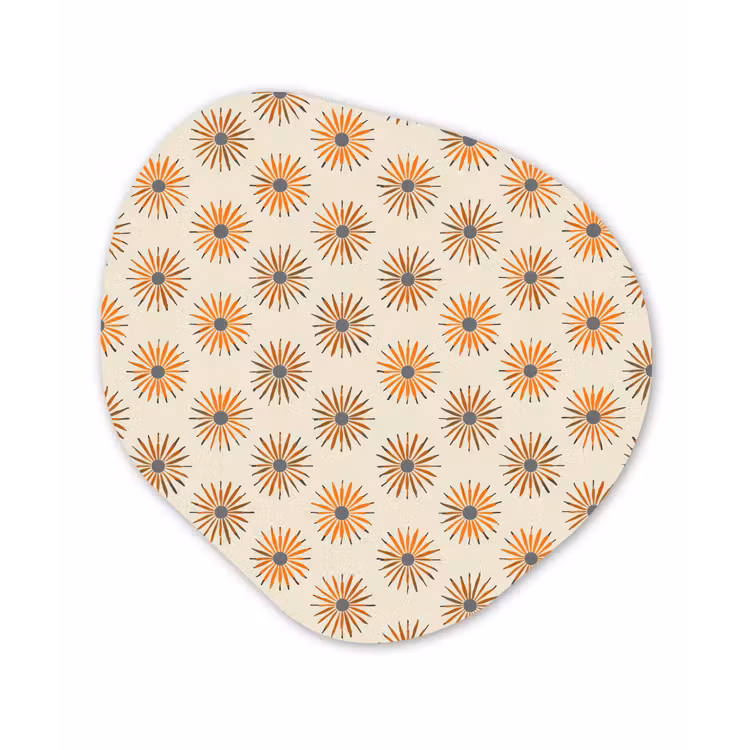 Madelief - Patroon - Oranje Wandcirkel Organisch Aluminium middel 851 -3d