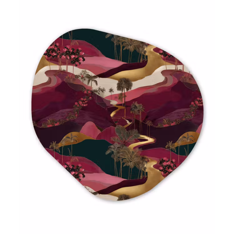Magisch - Palmbomen - Goud Wandcirkel Organisch Aluminium middel 851 -3d