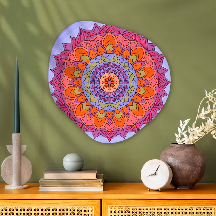 Mandala - Cirkel - Abstract - Kleurrijk - Patroon Wandcirkel Organisch Aluminium middel -sfeer2
