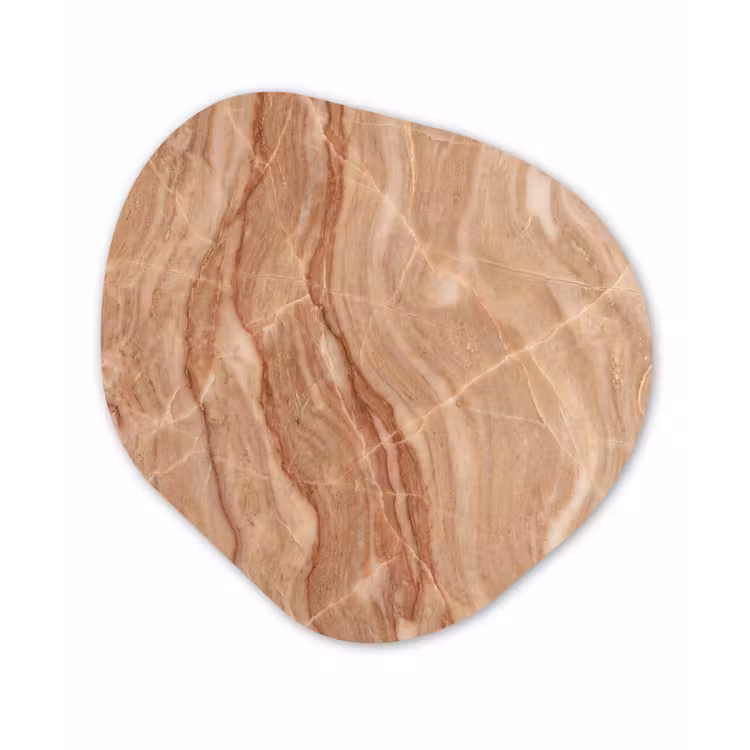 Marmer - Ader - Natuur - Abstract - Beige Wandcirkel Organisch Aluminium middel -3d