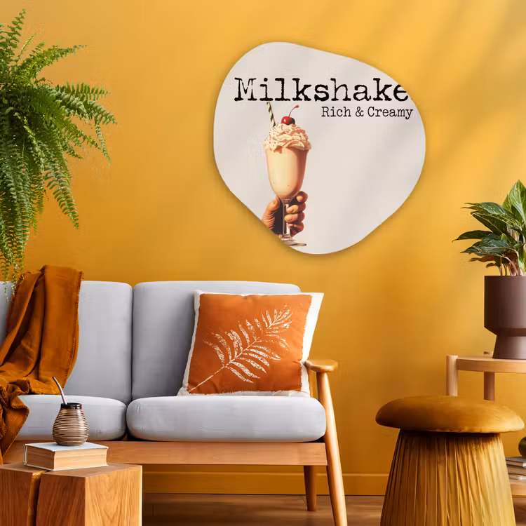 Milkshake - Kers - Rietje Wandcirkel Organisch Aluminium middel -sfeer4