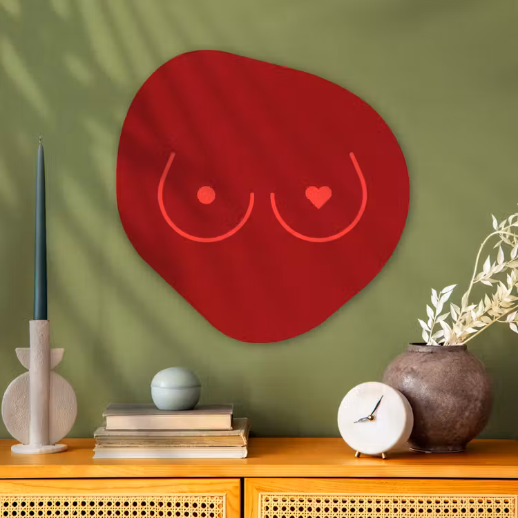 Minimalistisch - Lijnillustratie - Rood Wandcirkel Organisch Aluminium middel -sfeer2