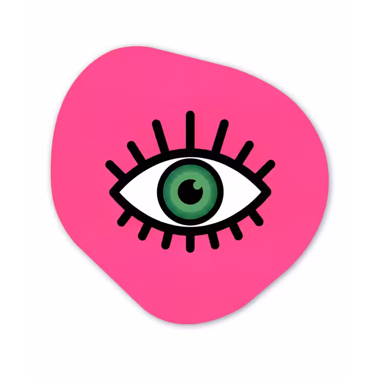 Minimalistisch - Oog - Roze Wandcirkel Organisch Aluminium middel -3d