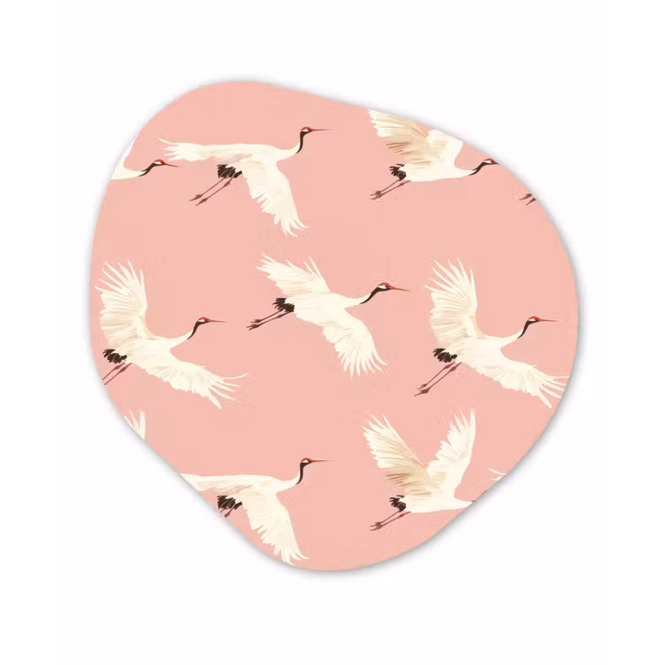 Modern - Kraanvogels - Roze Wandcirkel Organisch Aluminium middel 851 -3d