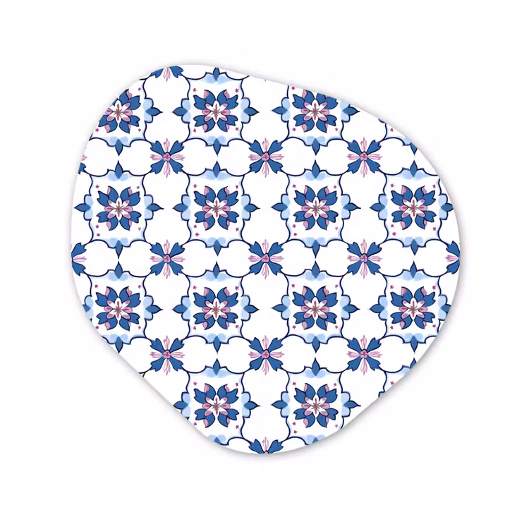 Modern - Patroon - Blauw - Roze Wandcirkel Organisch Aluminium middel 851 -3d