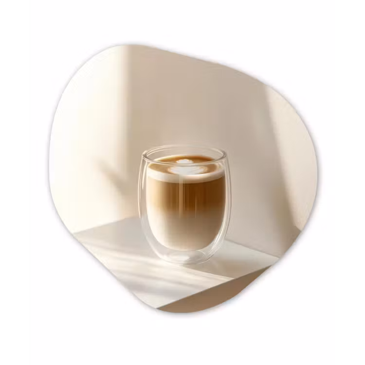 Mok - Latte - Minimalistisch - Schaduw Wandcirkel Organisch Aluminium middel -3d