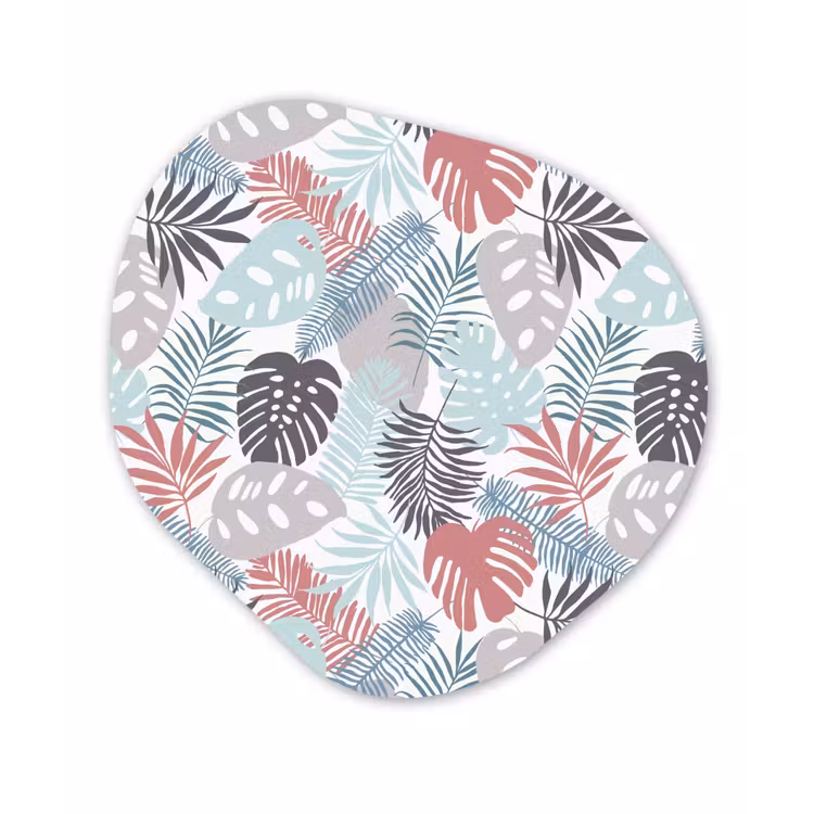 Monstera - Pastel - Bladeren - Tropical Wandcirkel Organisch Aluminium middel -3d