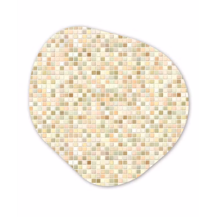 Mozaïek - Patroon - Beige Wandcirkel Organisch Aluminium middel 851 -3d