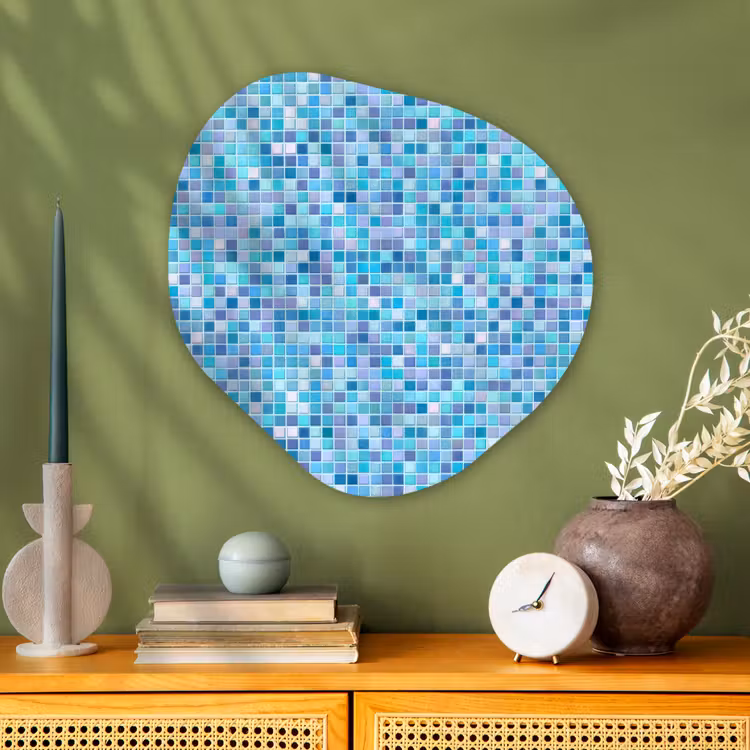 Mozaïek - Patroon - Turquoise Wandcirkel Organisch Aluminium middel 851 -sfeer2
