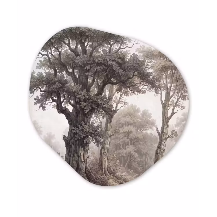 Natuur - Bos - Eik Wandcirkel Organisch Aluminium middel -3d