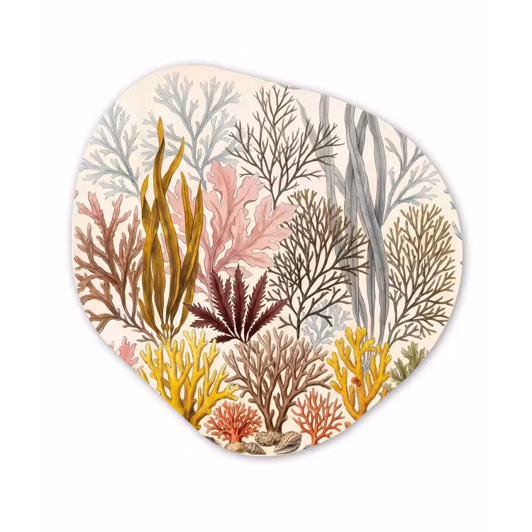 Natuur - Onderwater - Botanisch - Vintage - Kleurrijk Wandcirkel Organisch Aluminium middel -3d
