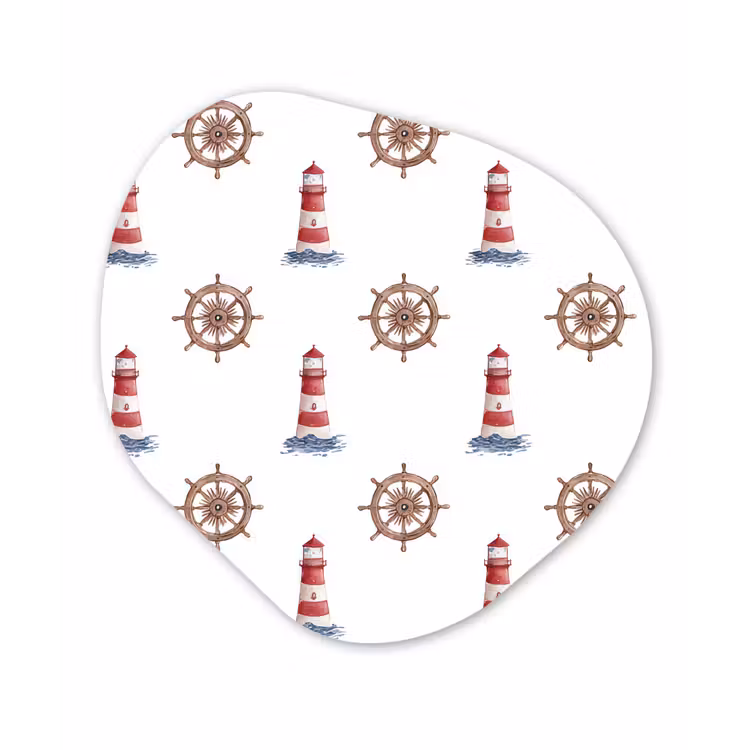 Nautisch - Klassiek - Rood Wandcirkel Organisch Aluminium middel 851 -3d
