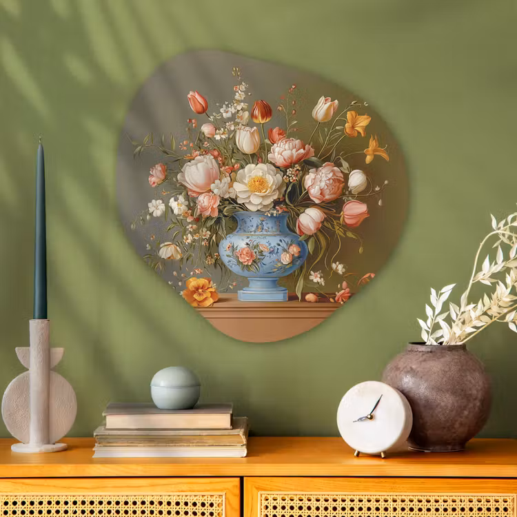 Neutral - Bloemen - Boeket - Vaas Wandcirkel Organisch Aluminium middel -sfeer2