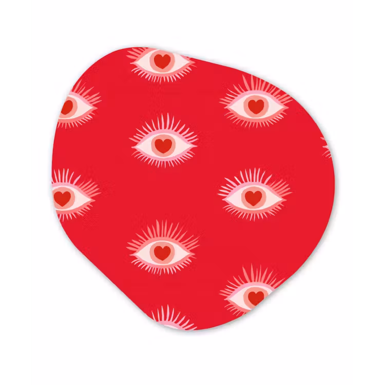 Ogen - Hart - Abstract - Rood - Roze Wandcirkel Organisch Aluminium middel 851 -3d