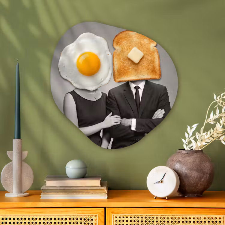 Ontbijt - Koppel - Ei - Brood Wandcirkel Organisch Aluminium middel -sfeer2