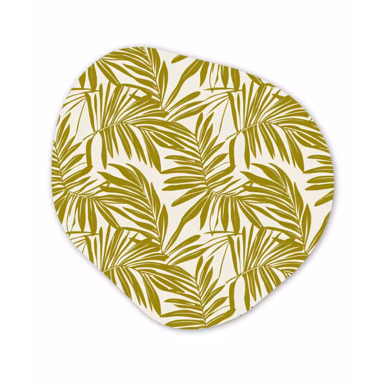Palmblad - Patroon - Groen Wandcirkel Organisch Aluminium middel 851 -3d