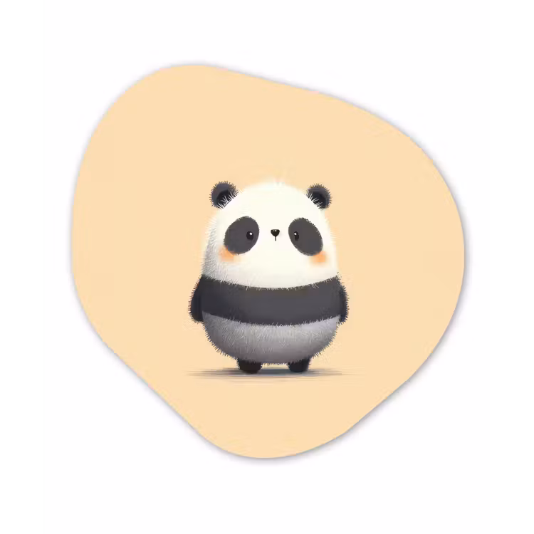 Panda - Beige - Minimalistisch Wandcirkel Organisch Aluminium middel -3d