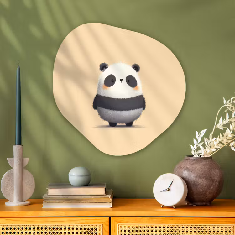 Panda - Beige - Minimalistisch Wandcirkel Organisch Aluminium middel -sfeer2