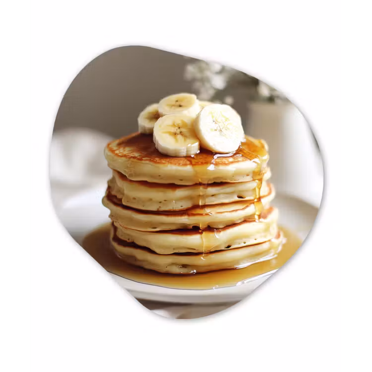 Pannenkoeken - Banaan - Siroop - Wit - Beige Wandcirkel Organisch Aluminium middel -3d