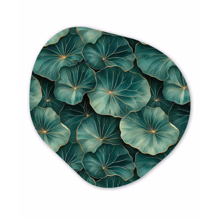 Patroon - Bladeren - Groen Wandcirkel Organisch Aluminium middel 851 -3d