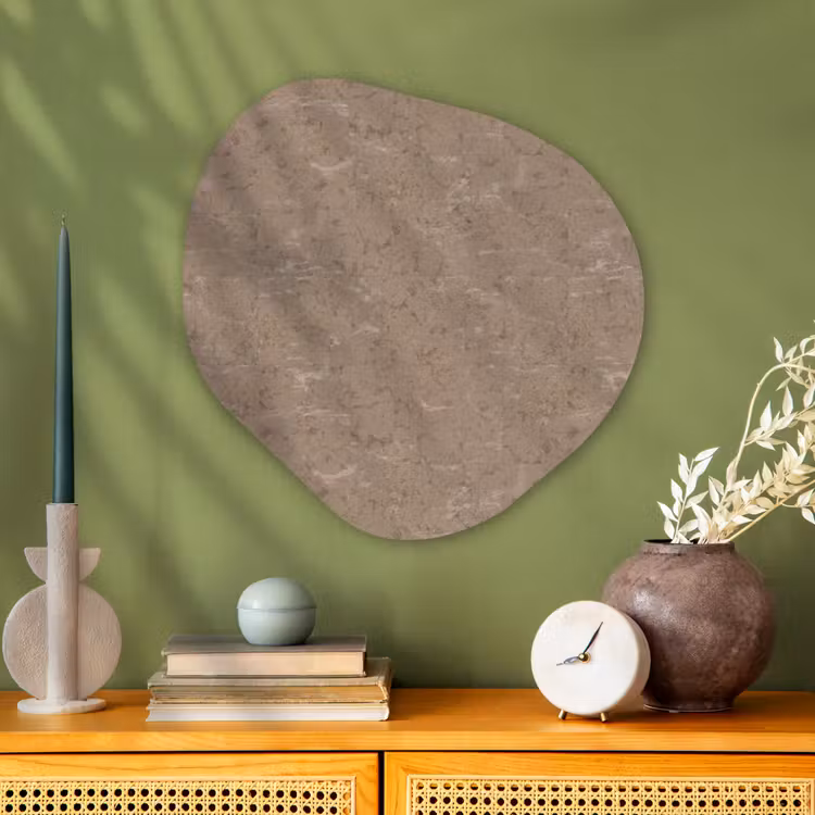 Patroon - Kalksteen - Beige Wandcirkel Organisch Aluminium middel 851 -sfeer2