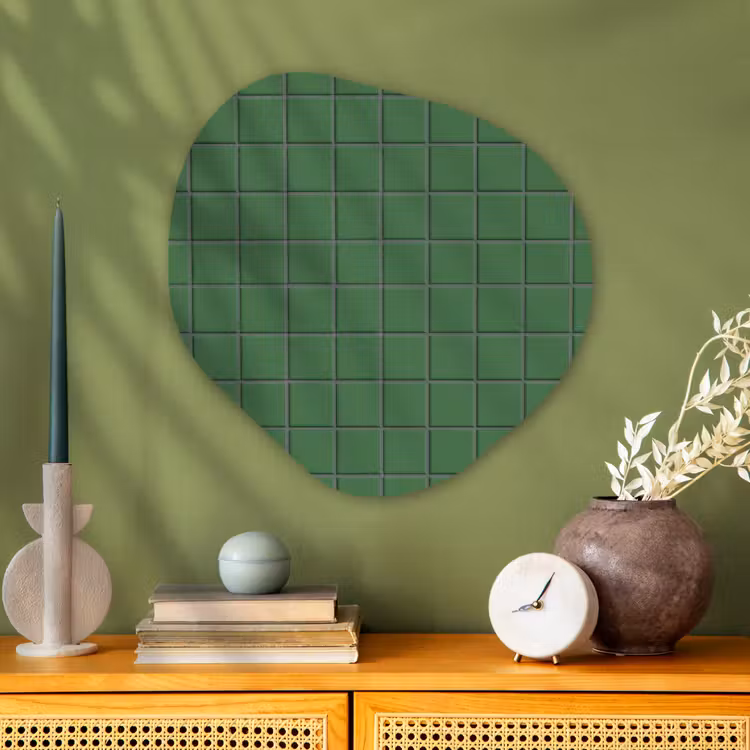 Patroon - Tegels - Groen Wandcirkel Organisch Aluminium middel 851 -sfeer2