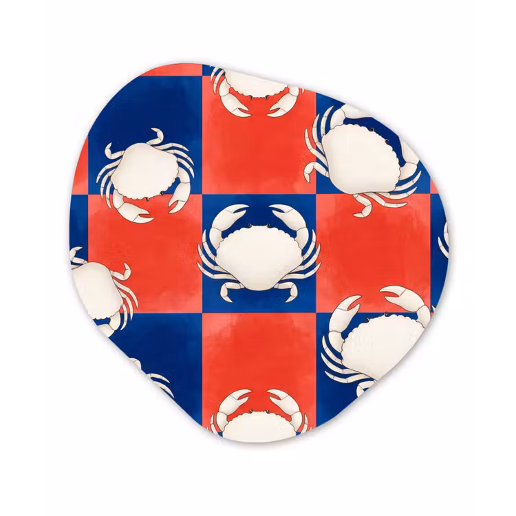 Patroon - Zeeleven - Rood - Blauw - Abstract Wandcirkel Organisch Aluminium middel -3d