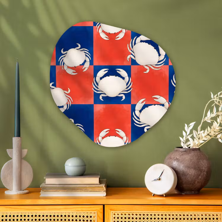 Patroon - Zeeleven - Rood - Blauw - Abstract Wandcirkel Organisch Aluminium middel -sfeer2
