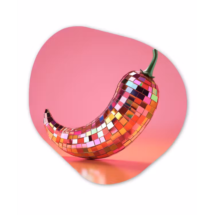 Peper - Disco - Rood - Glitter Wandcirkel Organisch Aluminium middel -3d