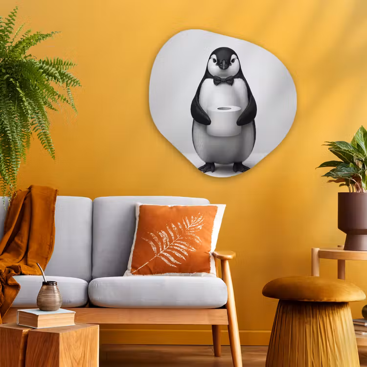 Pinguïn - WC rol - Wit Wandcirkel Organisch Aluminium middel -sfeer4