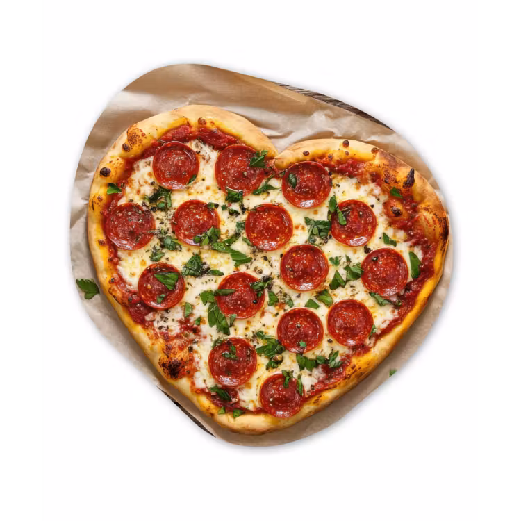 Pizza - Hart - Pepperoni - Tomaat Wandcirkel Organisch Aluminium middel -3d