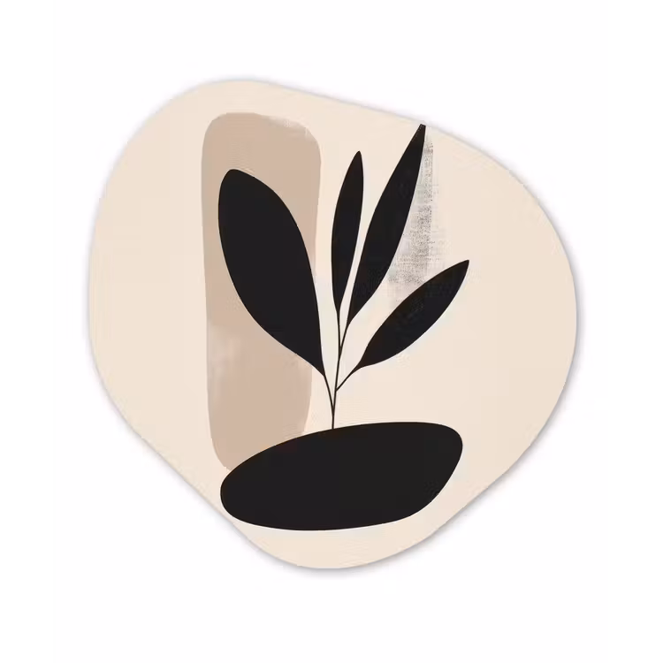 Plant - Beige - Japandi Wandcirkel Organisch Aluminium middel -3d