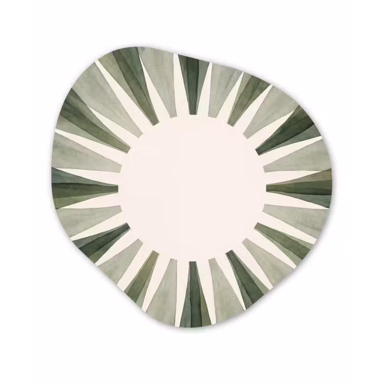 Planten - Abstract - Waterverf - Groen - Natuur Wandcirkel Organisch Aluminium middel -3d