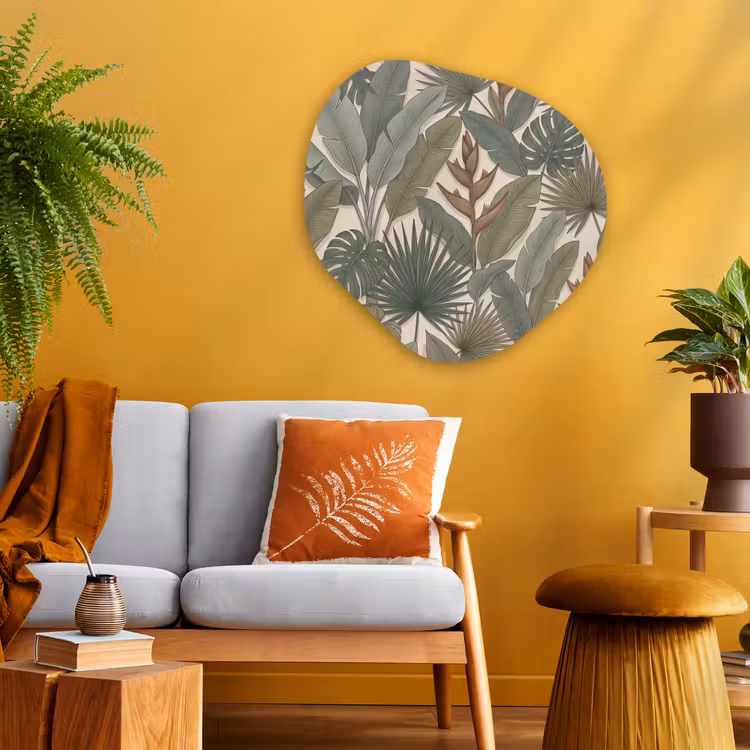 Planten - Tropisch - Natuur - Illustratie - Groen Wandcirkel Organisch Aluminium middel -sfeer4