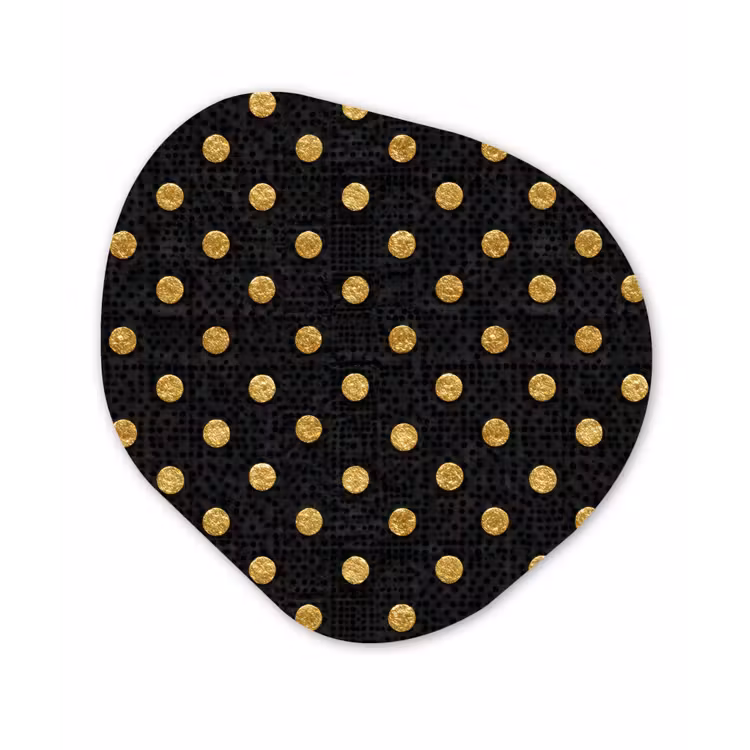 Polka Dot - Stippen - Goud - Zwart Wandcirkel Organisch Aluminium middel 851 -3d