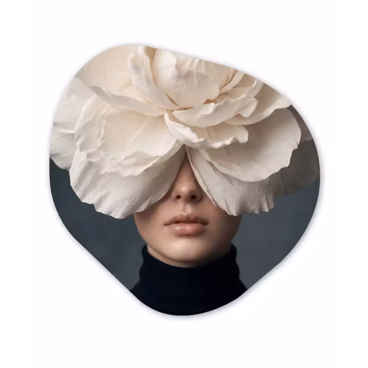 Portret - Mysterieus - Wit Wandcirkel Organisch Aluminium middel -3d