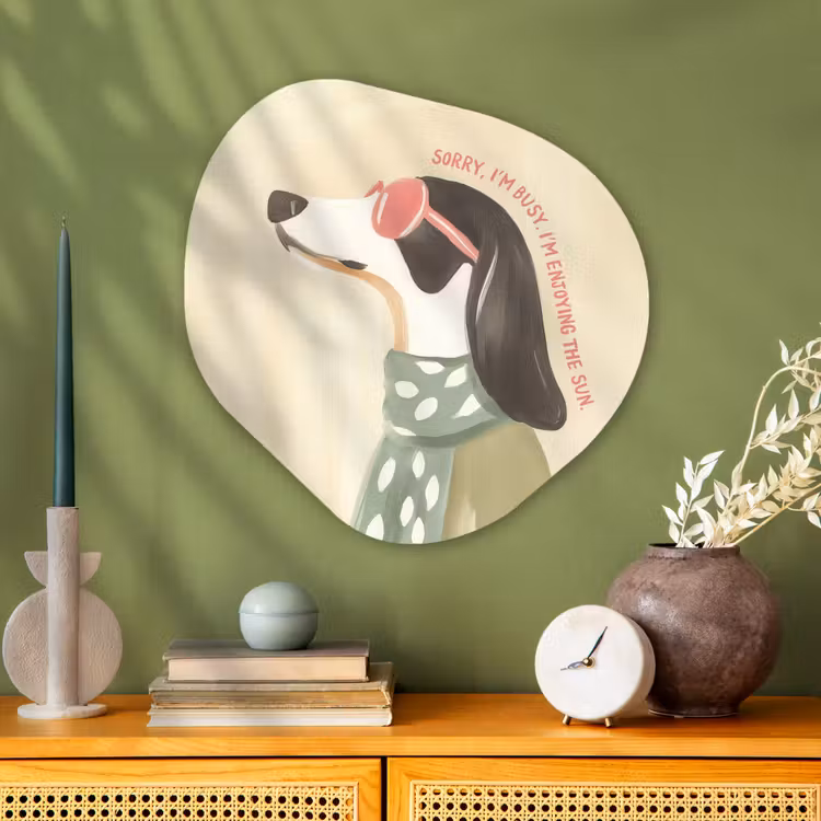 Quote - Hond - Zonnebril Wandcirkel Organisch Aluminium middel -sfeer2