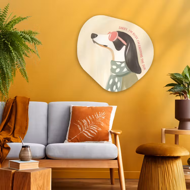 Quote - Hond - Zonnebril Wandcirkel Organisch Aluminium middel -sfeer4