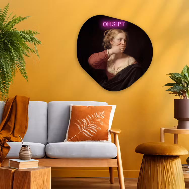 Quote - Neon - vrouw Wandcirkel Organisch Aluminium middel -sfeer4