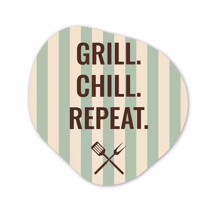 Quote - Strepen - Grill Wandcirkel Organisch Aluminium middel -3d