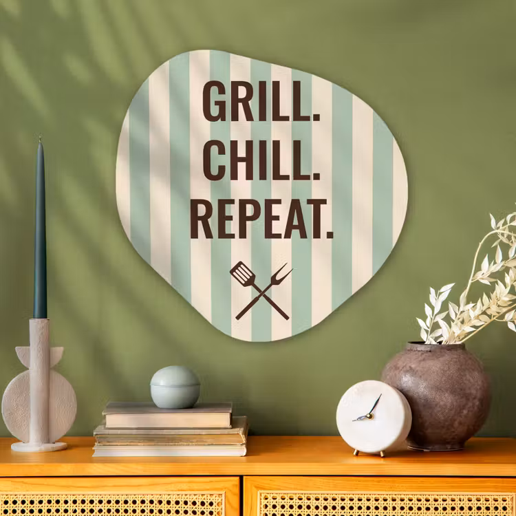 Quote - Strepen - Grill Wandcirkel Organisch Aluminium middel -sfeer2