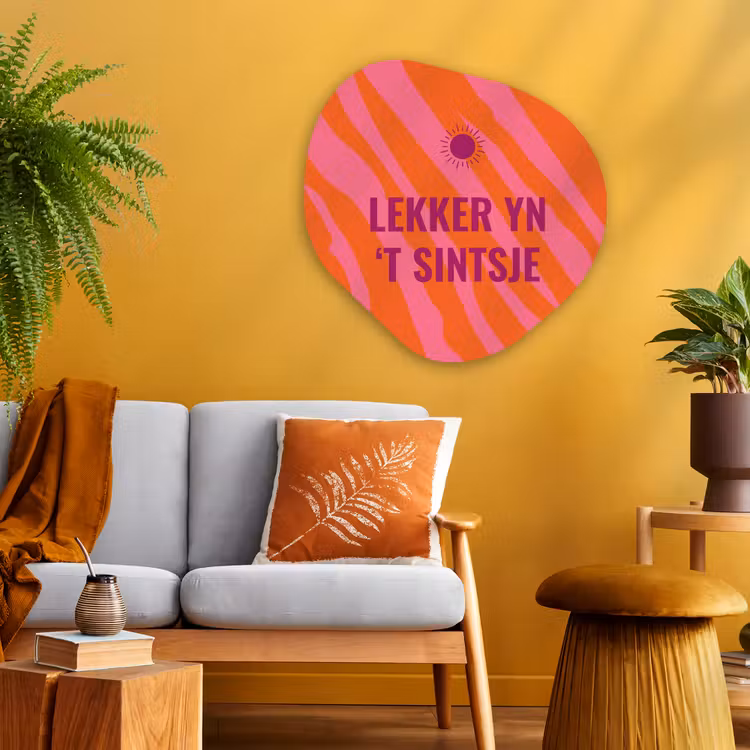 Quote - Zomer - Roze Wandcirkel Organisch Aluminium middel -sfeer4
