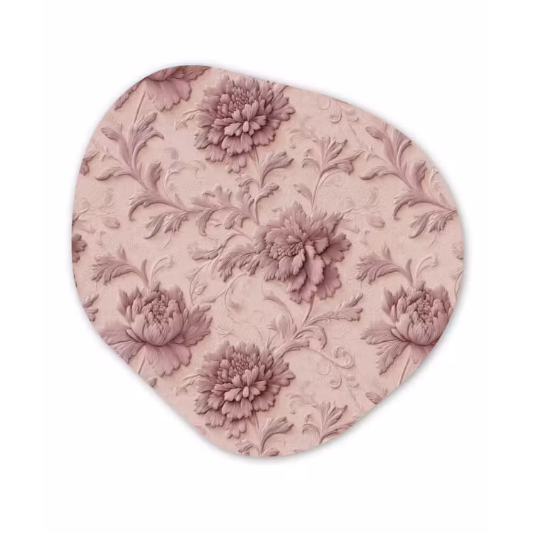 Reliëf - Pioenrozen - Roze Wandcirkel Organisch Aluminium middel 851 -3d