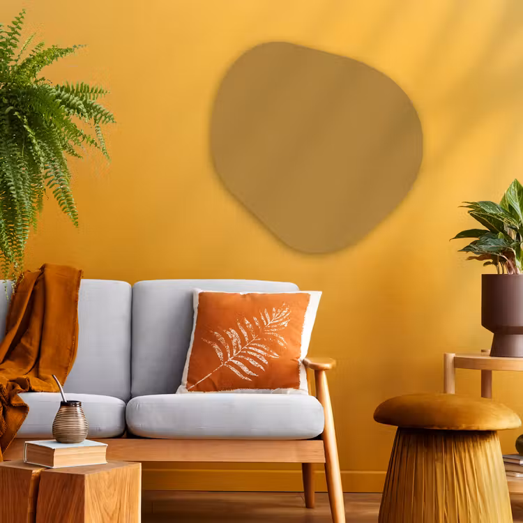 Rhythmic - Ochre - Geel Wandcirkel Organisch Aluminium middel 851 -sfeer4