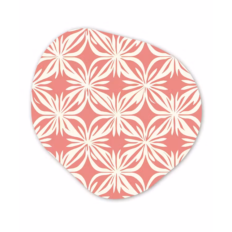 Roze - Bloemenmotief - Wit - Modern Wandcirkel Organisch Aluminium middel 851 -3d