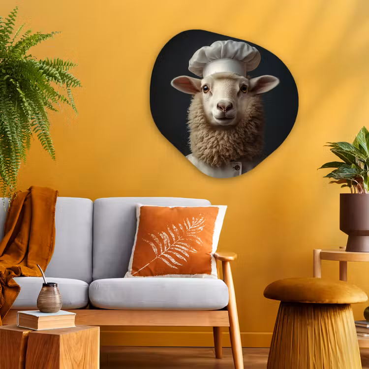 Schaap - Wol - Kok Wandcirkel Organisch Aluminium middel -sfeer4