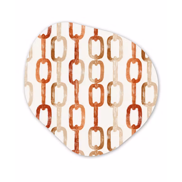Schakels - Patroon - Aquarel - Terracotta Wandcirkel Organisch Aluminium middel 851 -3d