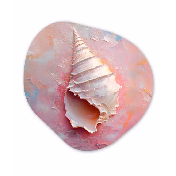 Schelp - Pastel - Pink Wandcirkel Organisch Aluminium middel -3d